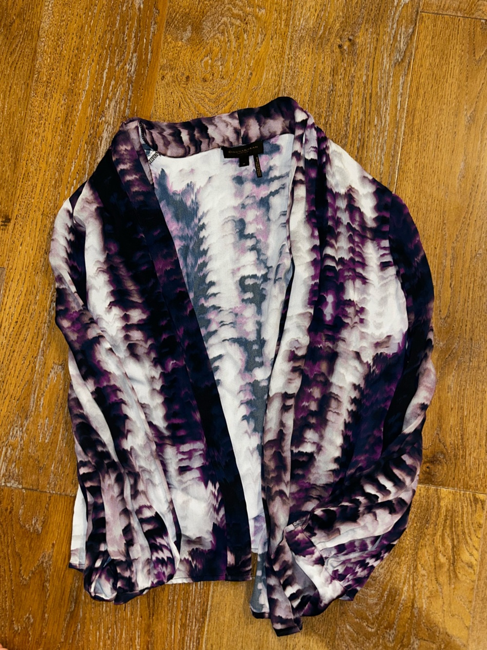 Donna Karan Purple and White Patterned Blouse